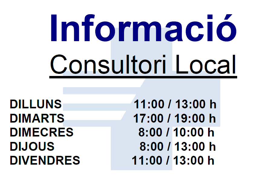 Horari del consultori local del 5 al 9 d'agost