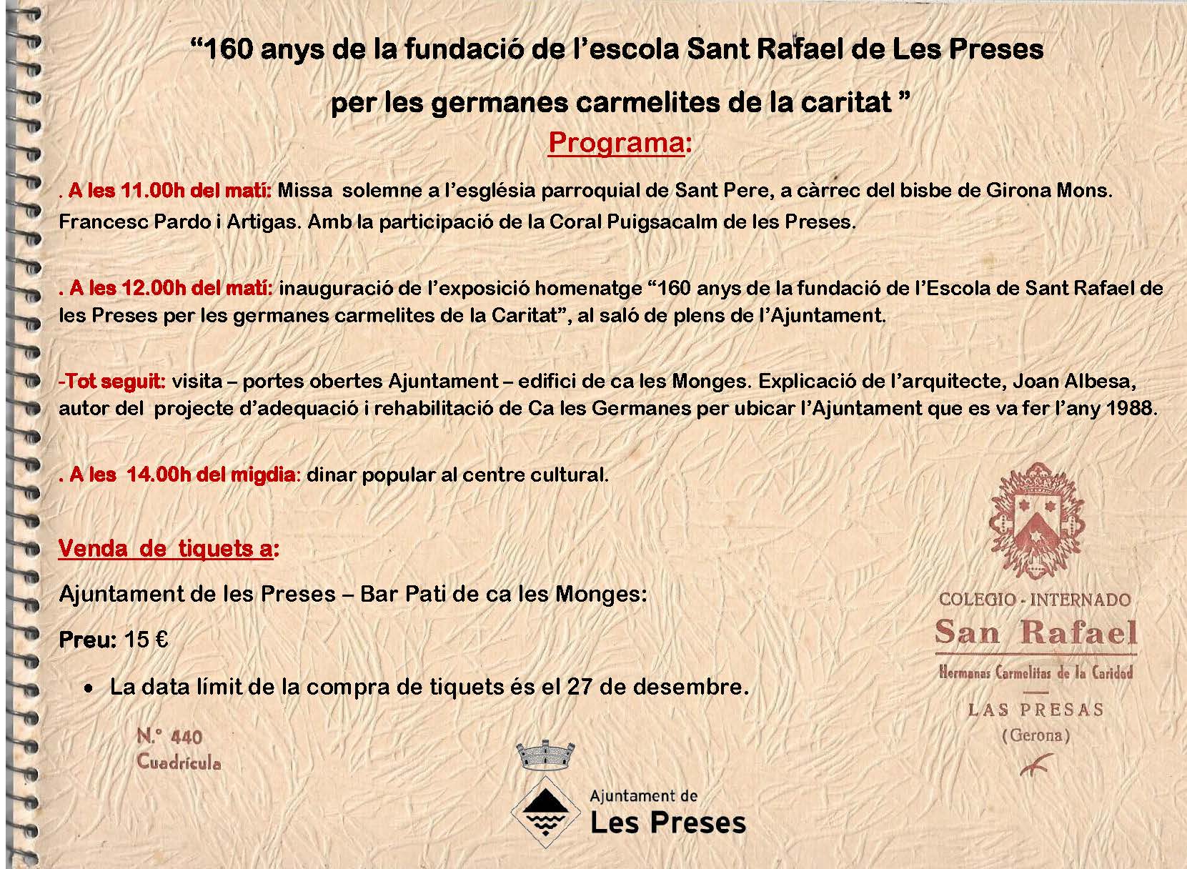 INAUGURACIÓ EXPOSICIÓ HOMENATGE 160 ANYS ESCOLA SANT RAFAEL